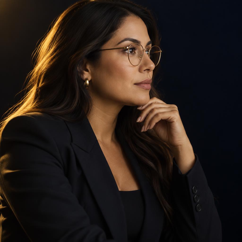 Stephanny Oberto de perfil, en actitud estratégica